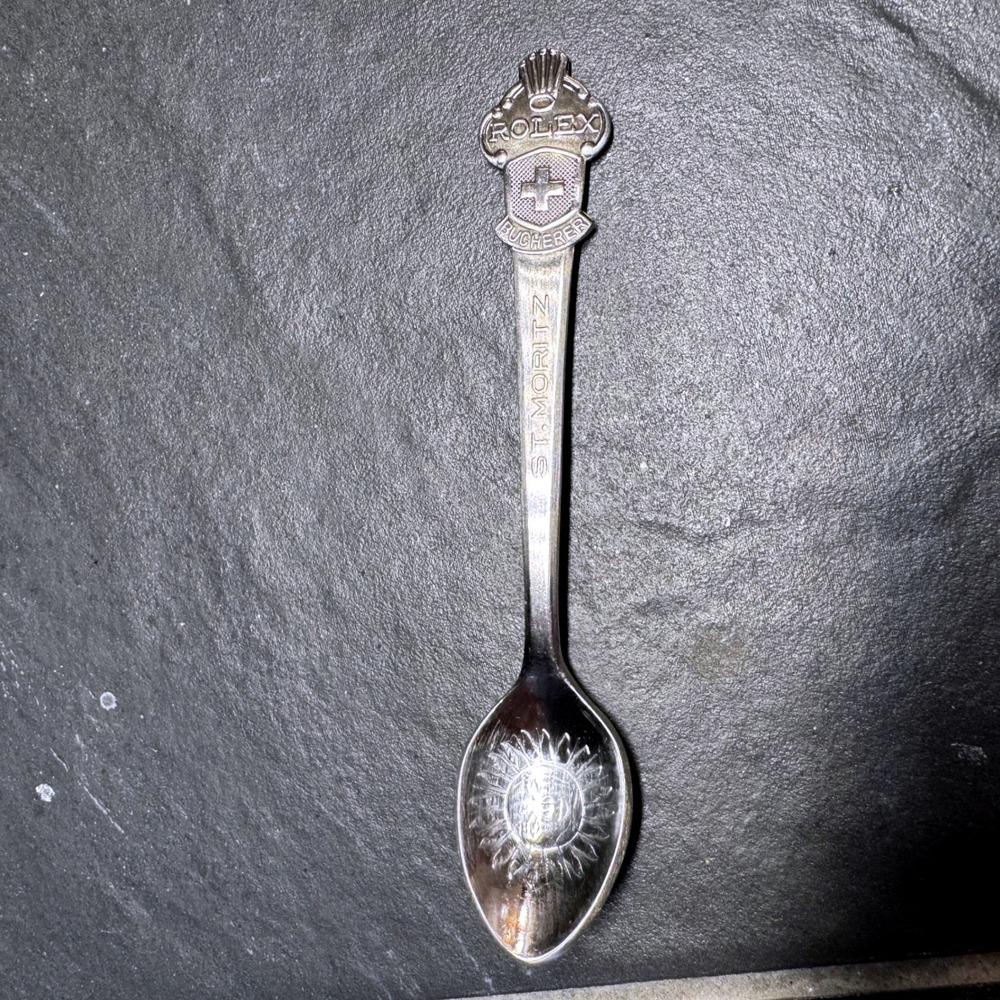 Rolex Bucherer St. Moritz Souvenir Spoon Silver Tone Collector Demitasse Swiss
